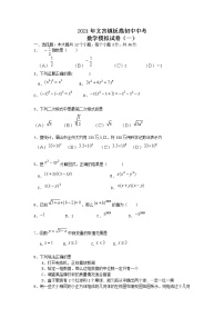 2021年四川省仁寿县文宫镇板燕初级中学中考数学模拟试卷（一）+无答案