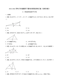 初中数学北师大版八年级下册第一章 三角形的证明3 线段的垂直平分线当堂检测题