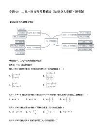 专题09  二元一次方程及其解法（知识点大串讲）-2021-2022学年七年级数学上册期中期末考点大串讲（沪科版）