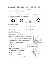 2021-2022学年重庆市八中九年级下第3周周考数学试题（无答案）