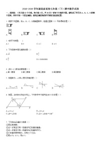 2018-2019学年湖北省某校七年级（下）期中数学试卷