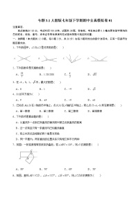 专题3.1 全真模拟期中考试卷卷01--2021--2022学年七年级数学下学期期中考试高分直通车（人教版）