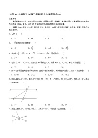 专题3.2 全真模拟期中考试卷卷02--2021--2022学年七年级数学下学期期中考试高分直通车（人教版）