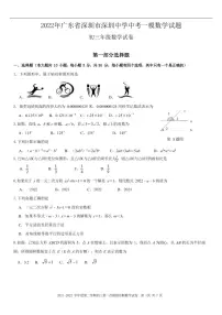 2022年广东省深圳市深圳中学中考一模数学试题(含答案)