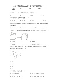 2022年安徽省名校大联考中考数学模拟试题（一）(word版含答案)