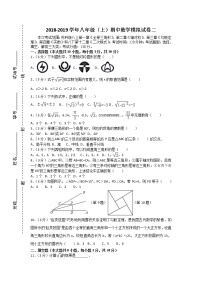 2018—2019学年第一学期苏教版八年级期中数学模拟试卷（含答案）