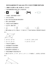 苏州市金阊实验中学2020-2021学年初二数学下学期期中试卷（含解析）