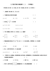 2021-2022学年华东师大版七年级下册数学期中模拟题(二）含答案