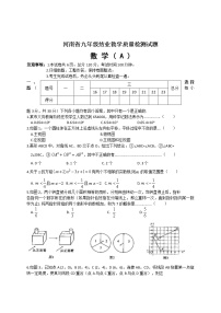 河南省九年级结业教学质量检测试题 数学（A）试卷（文字版，含答案）