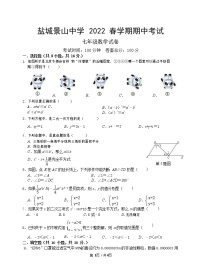 江苏省盐城市景山中学2021-2022学年七年级下学期数学期中试卷（无答案）