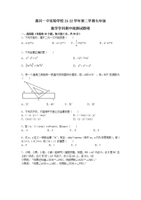 浙江省嘉兴市一中实验学校2021-2022学年七年级下学期期中考试数学试卷(word版含答案)