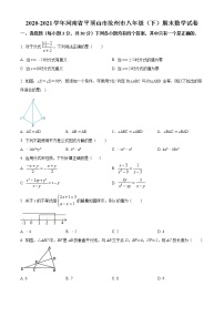 2020-2021学年河南省平顶山市汝州市八年级（下）期末数学试卷