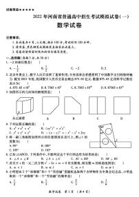 河南省郑州市2022年郑州外国语中学一模数学试卷及答案