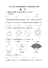 2022年江苏省苏州市苏州工业园区景城学校九年级中考适应性考试数学试卷(word版无答案)