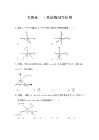 专题01  一次函数综合运用-冲刺2022年中考数学选填题压轴题专项突破（全国通用）