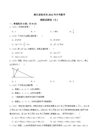 浙江省杭州市2022年中考数学模拟试题卷（九）(word版含答案)