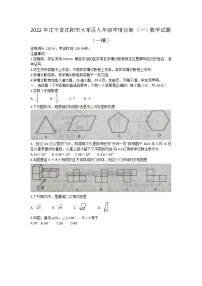 2022年辽宁省沈阳市大东区九年级学情诊断（一）数学试题（一模）(word版含答案)