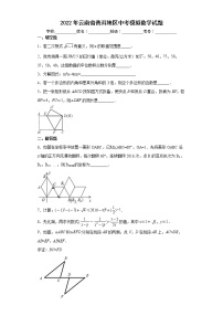 2022年云南省普洱地区中考模拟数学试题(word版含答案)