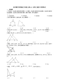 初中数学苏科版八年级上册第一章 全等三角形1.2 全等三角形随堂练习题