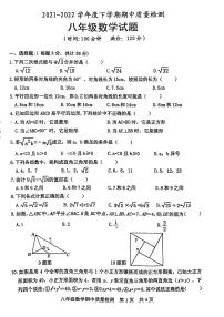 2021-2022学年度下学期期中质量检测八年级数学试题(无答案)