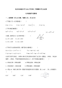 浙江省杭州市西溪中学2021-2022学年七年级下学期期中数学试题（含答案）