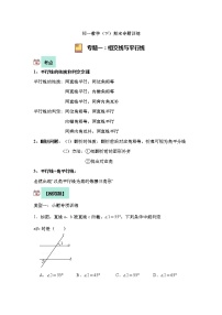 2021-2022学年初一下期末专题复习数学--平行线与相交线（无答案）