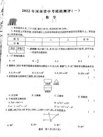 2022年河南省南阳市淅川县中考模拟测评(一)数学试题