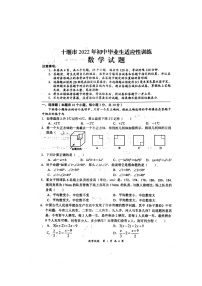 2022年湖北省十堰市初中毕业生适应性训练数学试题