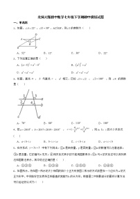 北师大版初中数学七年级下学期期中模拟试题含解析 (2)