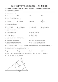 2022年广东省广州市白云区中考一模 数学 试题（学生版+解析版）
