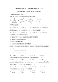 2022年人教版七年级数学下学期期末复习模拟试卷+答案（八）