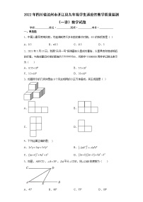 2022年四川省达州市开江县九年级学生适应性教学质量监测（一诊）数学试题(word版含答案)