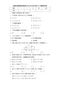 安徽省合肥市蜀山区西苑中学2021-2022学年八年级下学期期中数学试卷（含答案）