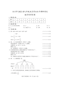 湖北省汉川市2022年九年级五月调研考试数学试卷(图片版,含答案)