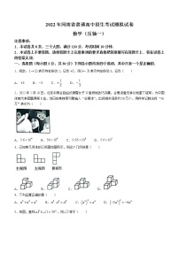 2022年河南省多校联考九年级中考压轴（一）数学试题(word版含答案)