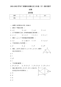 2021-2022学年广西柳州市柳江区八年级（下）期中数学试卷（含解析）