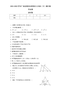 2021-2022学年广东省惠州市仲恺区七年级（下）期中数学试卷（含解析）