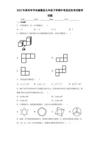 2022年贵州毕节市赫章县九年级下学期中考适应性考试数学试题(含答案)