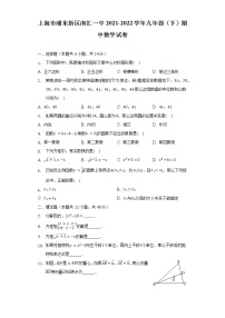 上海市浦东新区南汇一中2021-2022学年九年级（下）期中数学试卷（含解析）