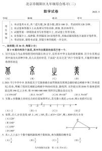 2022年北京市朝阳区中考二模数学试题（含答案）