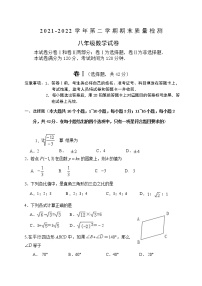 人教版2021-2022八年级下册数学期末复习试卷（二）无答案