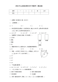2022年云南省普洱市中考数学二模试卷(含解析)
