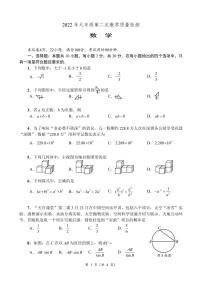 2022年广东省深圳市盐田区九年级下学期二模数学试题(不含答案)