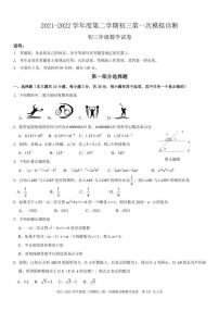 2021-2022学年广东省深圳市深圳中学九年级下学期第一次模拟诊断试卷数学试卷（不含答案）