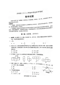 2022年四川省泸州市中考真题数学卷无答案(图片版)