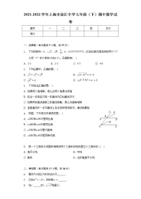 2021-2022学年上海市徐汇中学七年级（下）期中数学试卷（含解析）