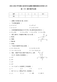 2021-2022学年浙江省绍兴市诸暨市暨阳教育共同体七年级（下）期中数学试卷（含解析）