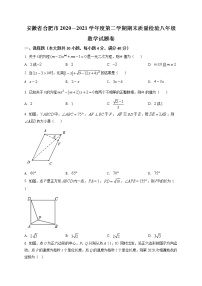 安徽省合肥市2020―2021学年度第二学期期末质量检验八年级数学试题卷及答案