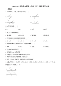 2020-2021学年北京四中七年级(下)期中数学试卷及答案