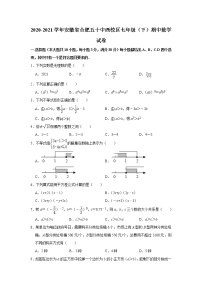 2020-2021学年安徽省合肥五十中西校区七年级（下）期中数学试卷及答案